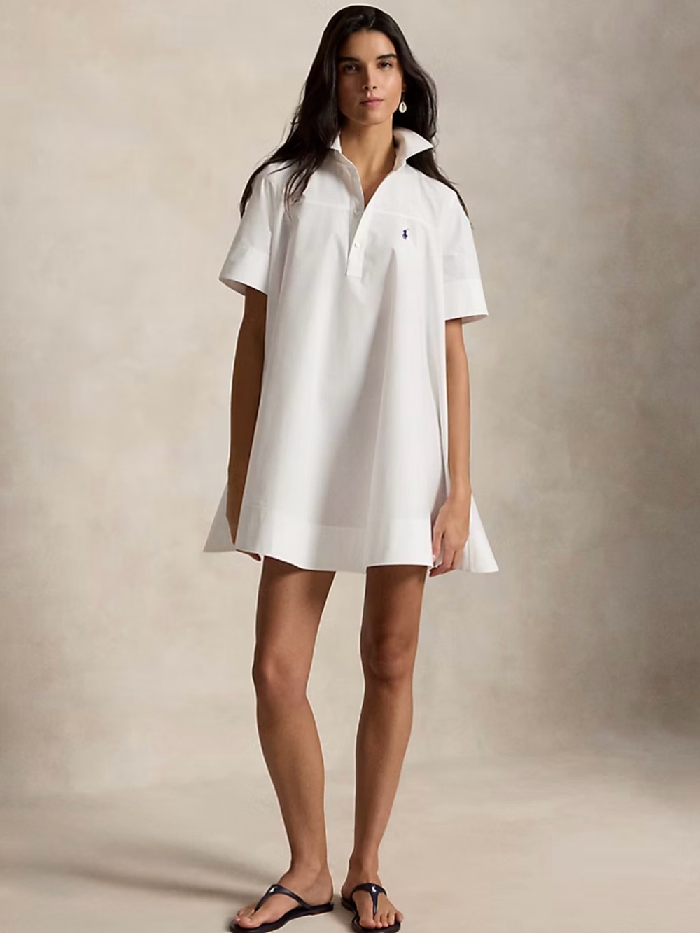 NWOT Ralph Lauren White Cotton A-Line Shirtdress - Picture 2 of 8